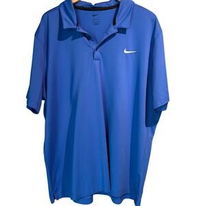 Nike Dri-Fit Size XXL Royal Blue Polo Swoosh Golf Casual Work Office Easy Care